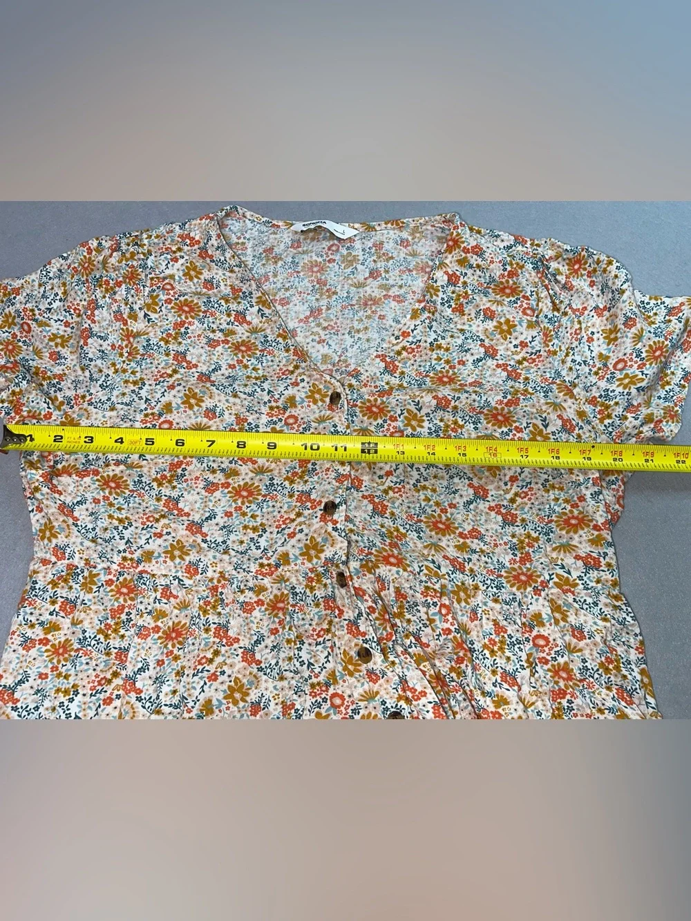 Sonoma Goods For Life Women’s Floral Midi Dress V-Neck Button Front Pockets L